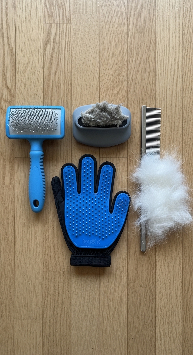 A blue brush for cat grooming.