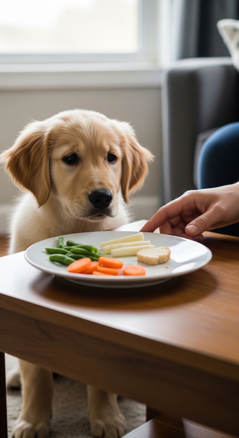 A dog is eating a plate of food.