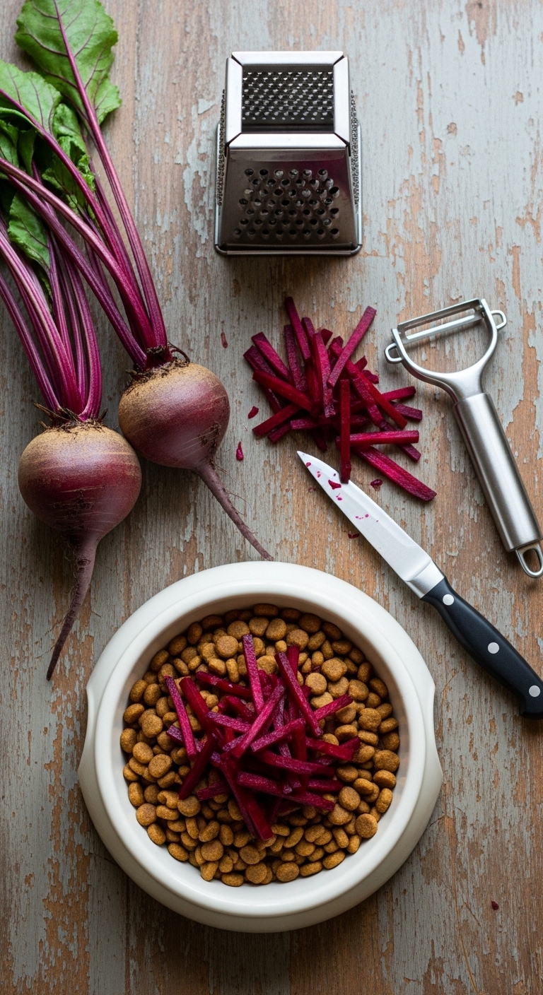 A knife and a bowl of beets on a table.