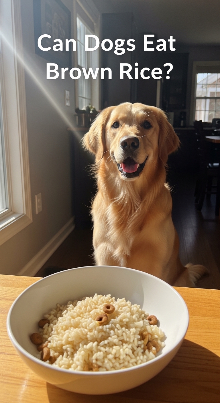 A dog is looking at a bowl of rice.