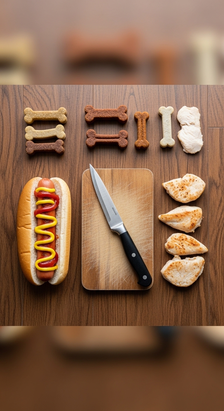 A hot dog on a bun with a knife next to it.