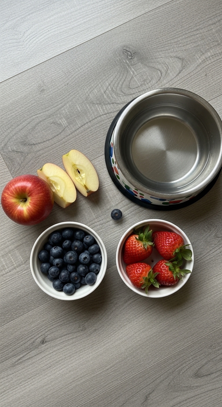 A bowl of food sits next to a bowl of fruit.