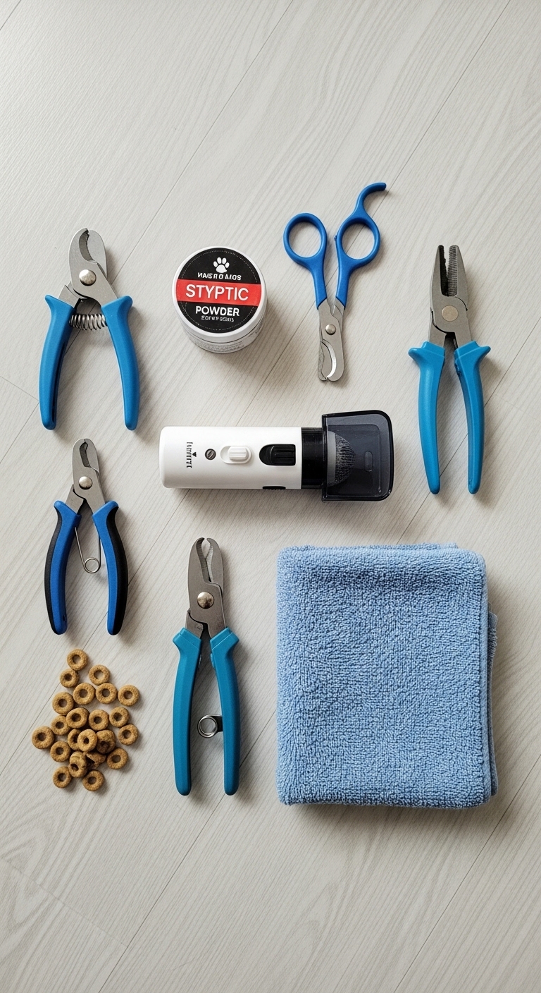 A collection of tools for trimming dog nails.