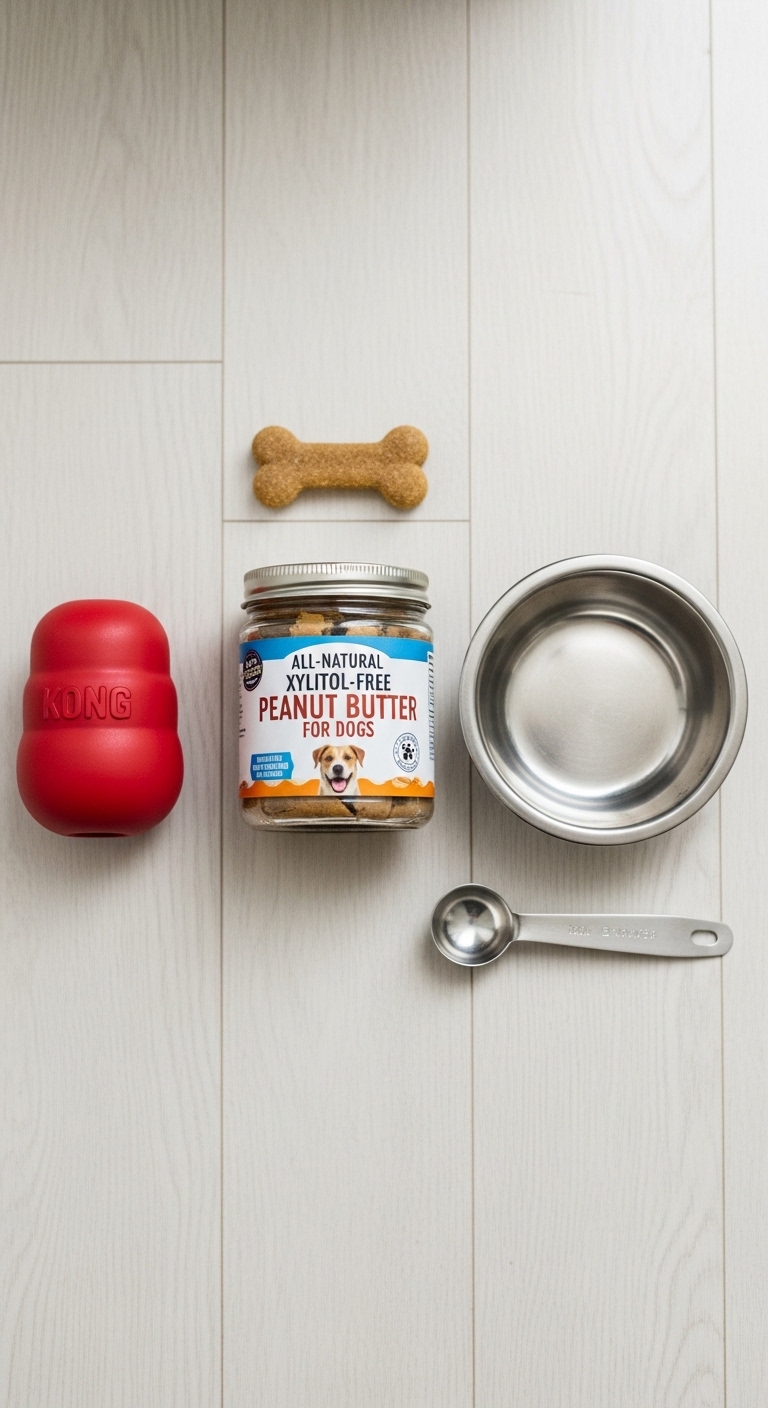A jar of peanut butter and a spoon on a table.