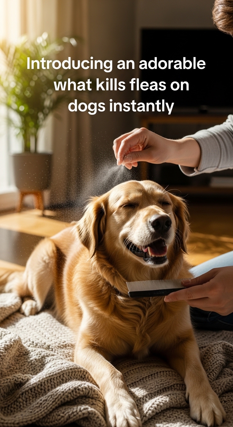 A dog is being sprayed with a flea killer.
