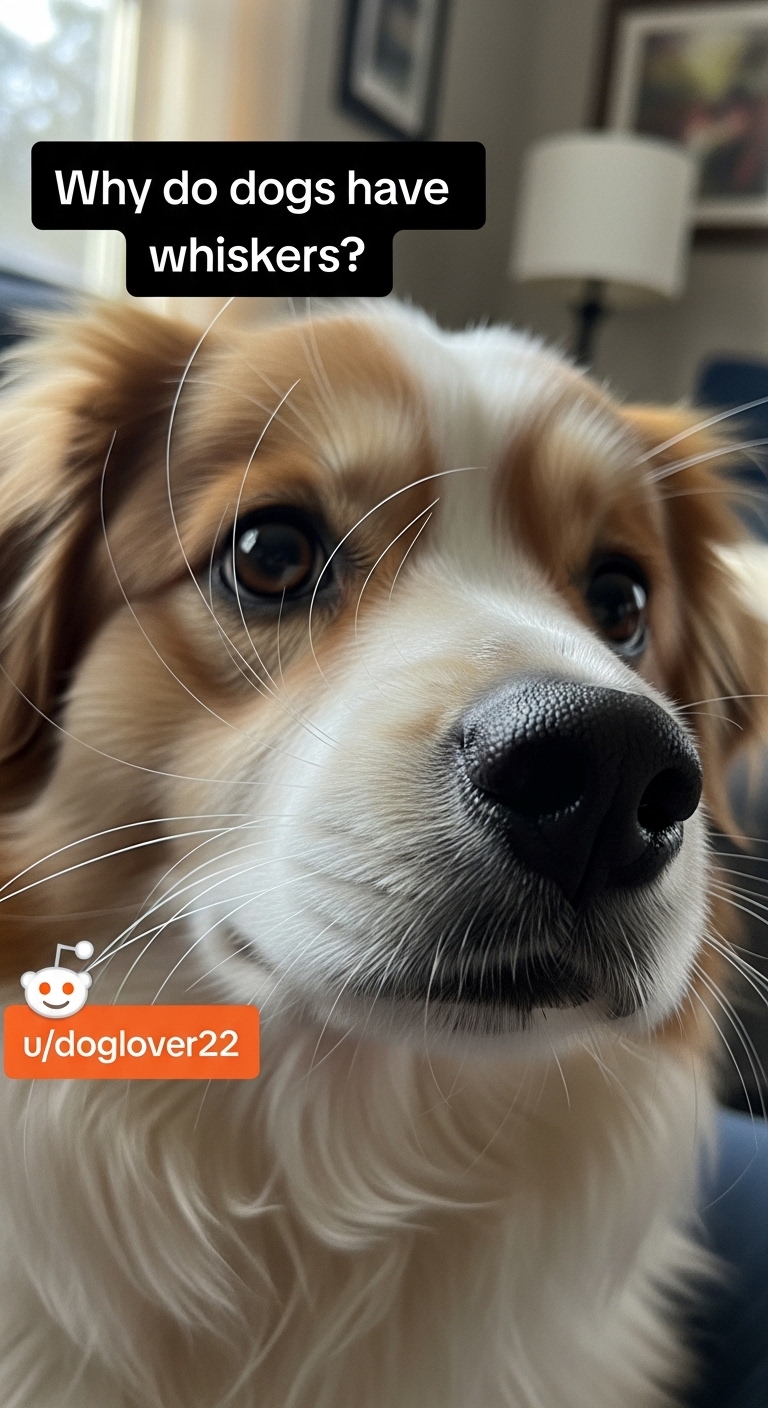 A dog with a black nose and white whiskers.