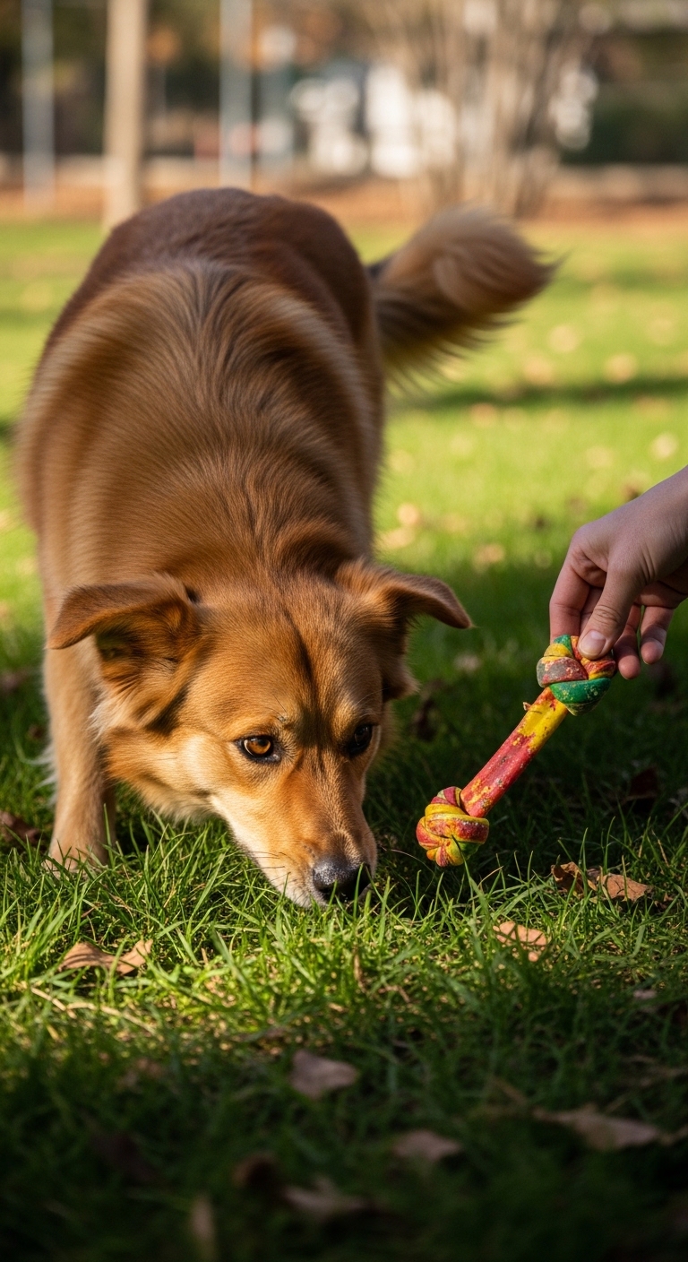 A dog eating grass.