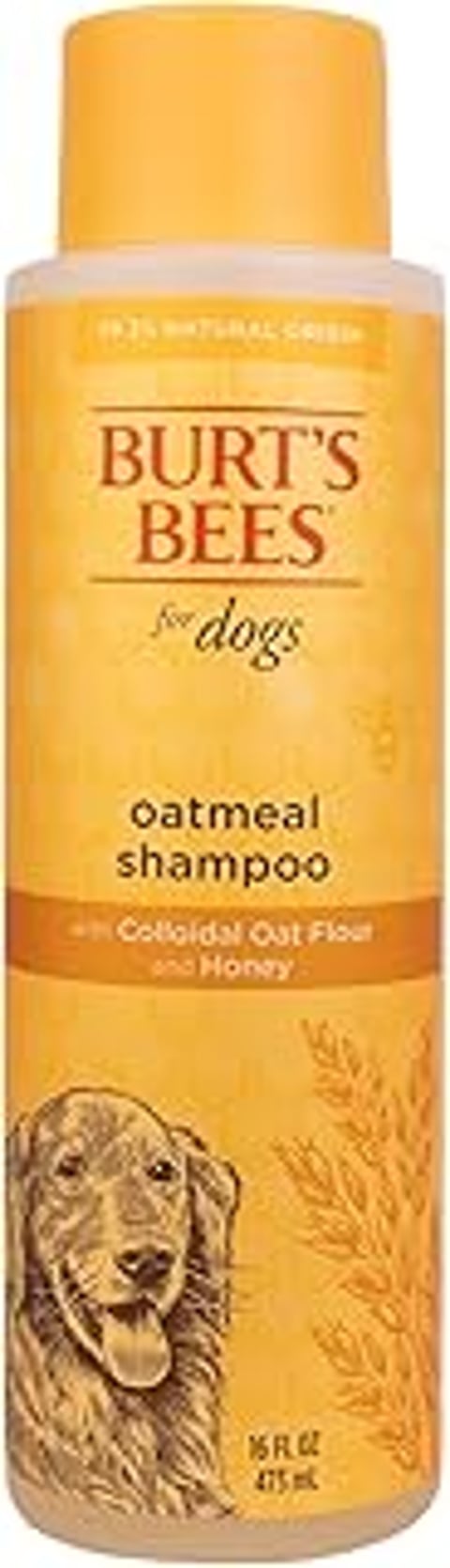 A bottle of Burt's Bees for Pets Oatmeal Dog Shampoo.