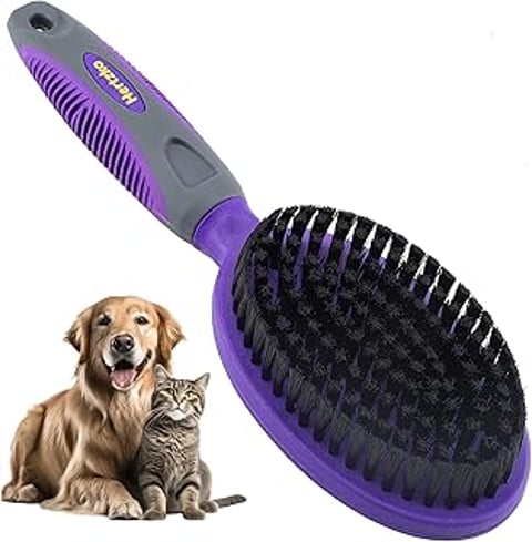 A purple brush with dense bristles.