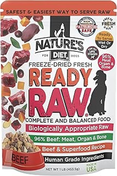 A bag of Nature's Diet Ready Raw Freeze Dried Fresh.