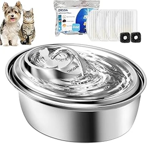 A stainless steel cat water fountain.