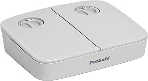 A white PetSafe Analog 2 Meal Programmable Pet.