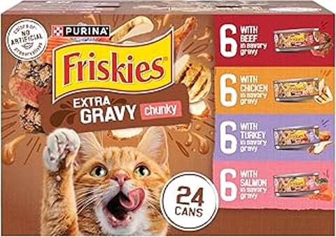Purina Friskies Extra Gravy Chunky Cat Food Variety Pack.