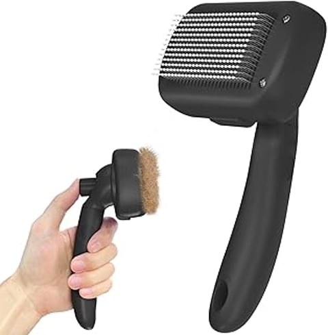 A black and grey brush with a black handle.