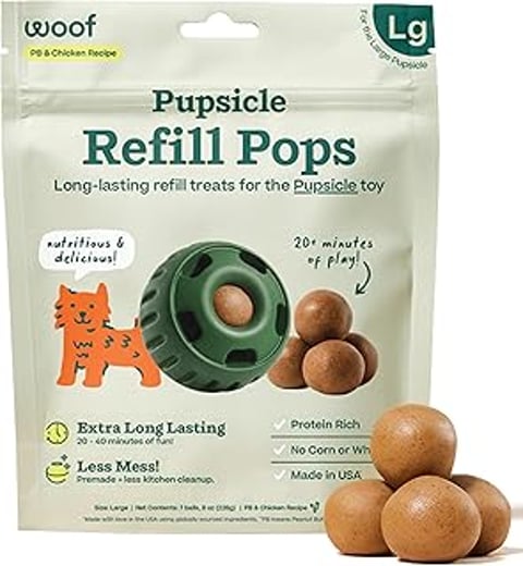 A bag of Woof Pupsicle Refill Pops.